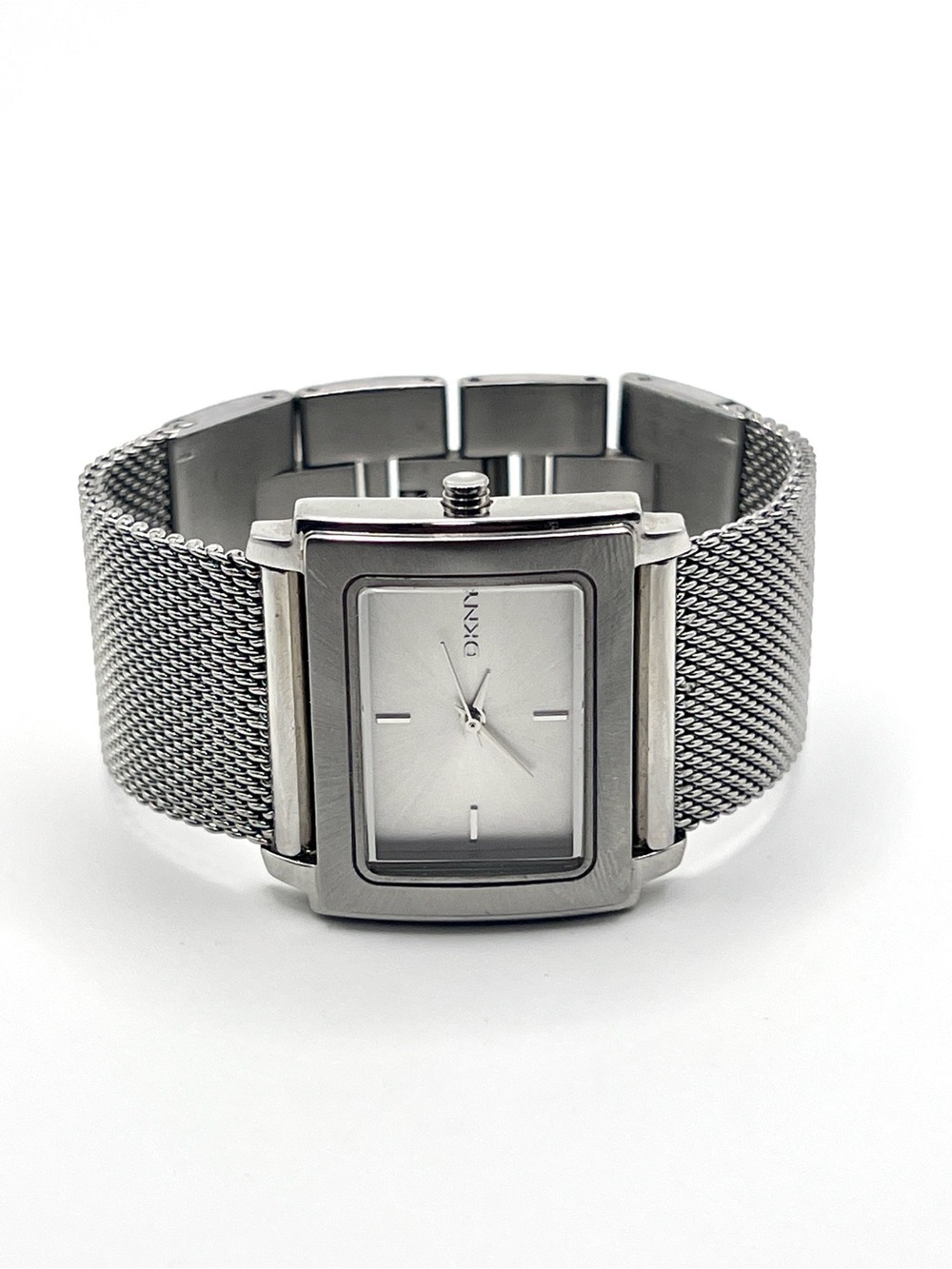 DKNY Silver Large Rectangular Mesh Bracelet Watch